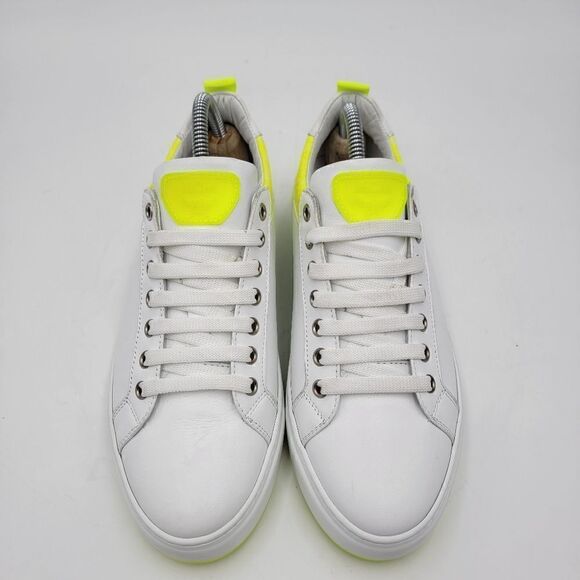 MCM Women's $520 White Neon Yellow Visetos Low Top Sneakers Shoes US 8.5 EU 39 - Picture 4 of 15